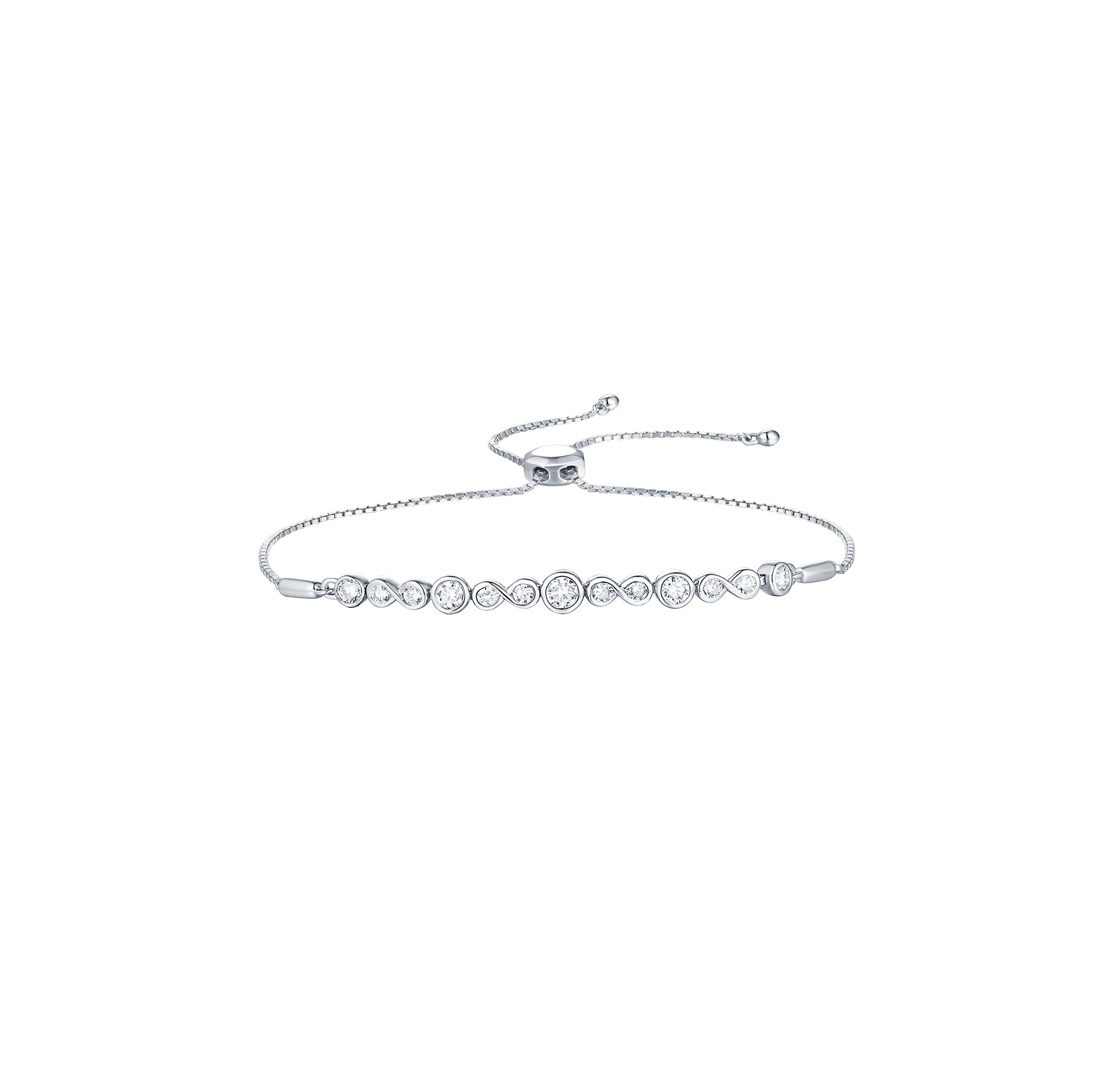Lab-Created White Sapphire Bar Bolo Bracelet in Sterling Silver - 9.0